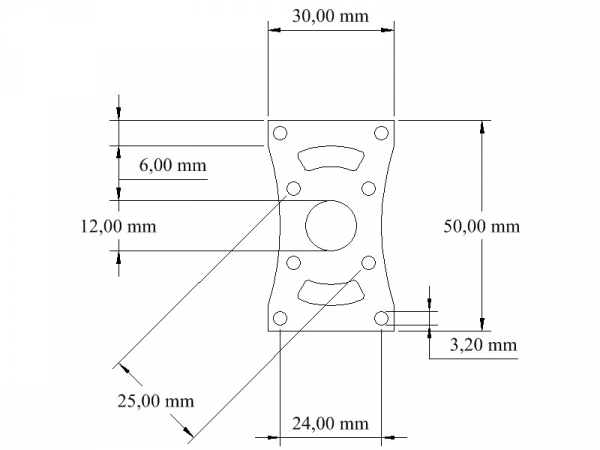 Motorhalter 50 mm x 30 mm CFK 2,5mm